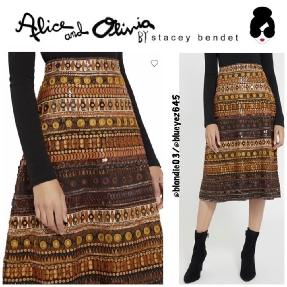 Alice + Olivia “Libbie” embellished midi skirt 2